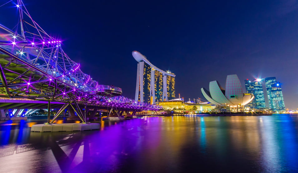 Cityscape at Night in Singapore